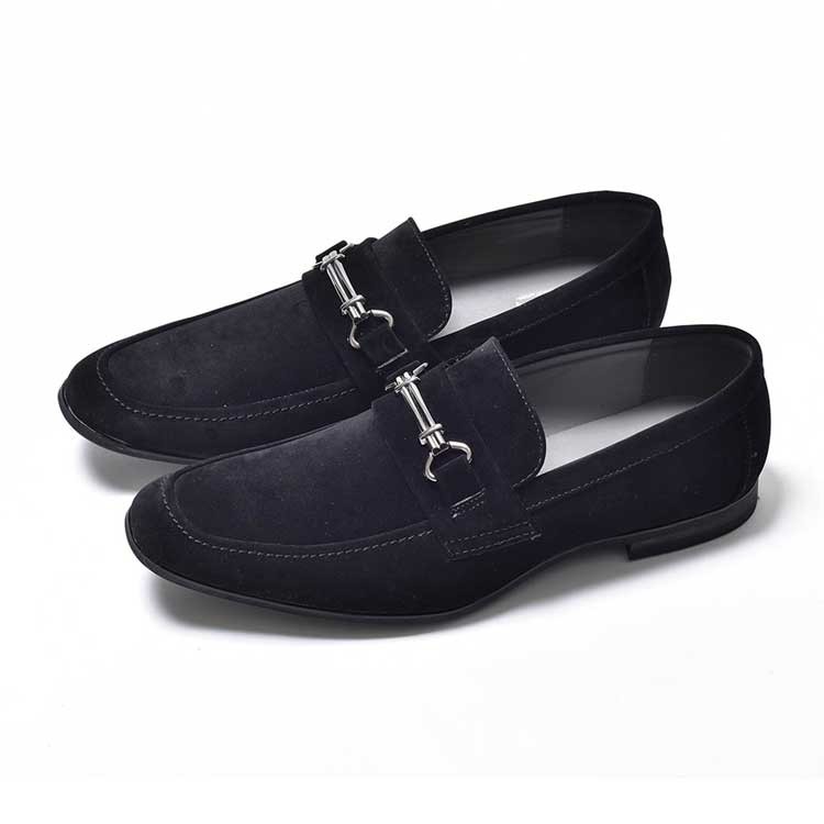  Loafer мужской модный бизнес замша бренд 40 плата casual дешевый туфли без застежки кожа чёрный bit Loafer металлические принадлежности черный чай цвет Brown 
