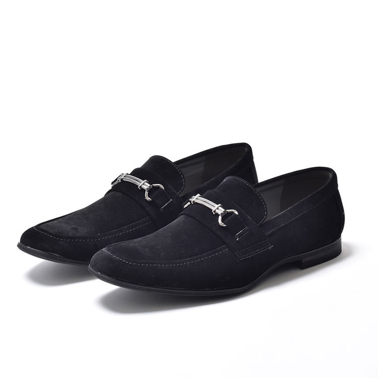  Loafer мужской модный бизнес замша бренд 40 плата casual дешевый туфли без застежки кожа чёрный bit Loafer металлические принадлежности черный чай цвет Brown 