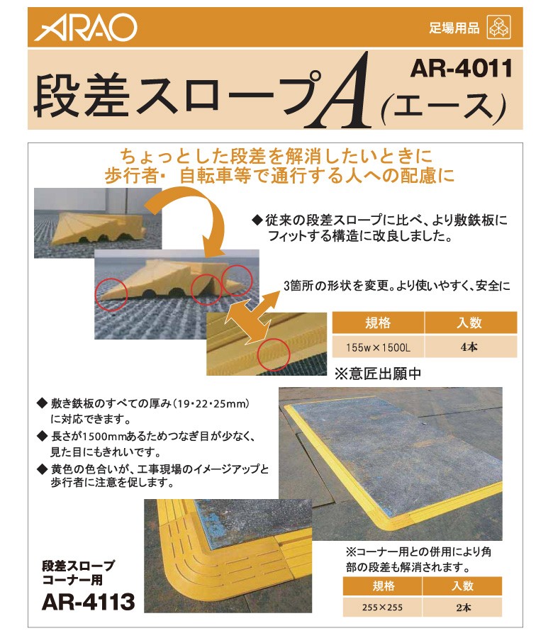 アラオ 段差スロープ A 段差スロープ 段差 スロープ 仮設資材 仮設 