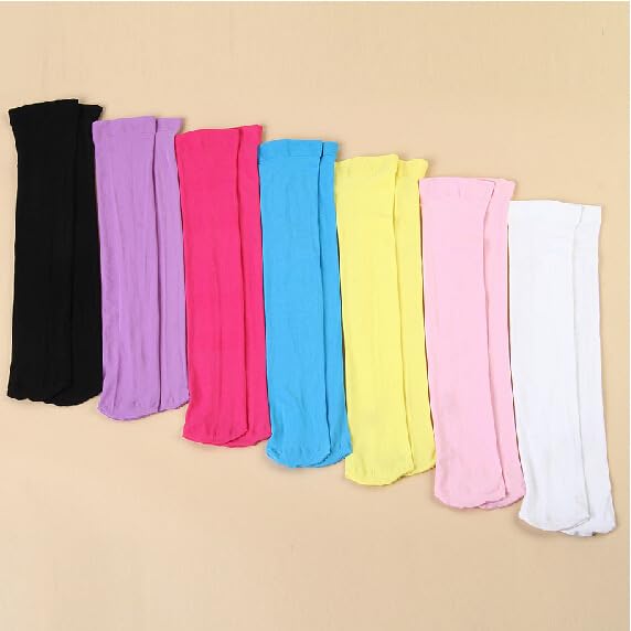 [ZGKULAEAOW] thin color knee-high socks Kids knee-high child motion . fluorescence color Dance plain . hand socks stage costume hip-hop colorful . none (M,