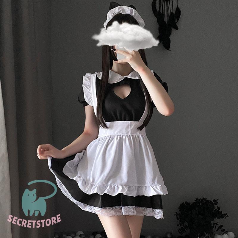  made clothes cosplay . costume cat meido. woman lovely apron black lady's dress race pretty party change equipment adult costume 