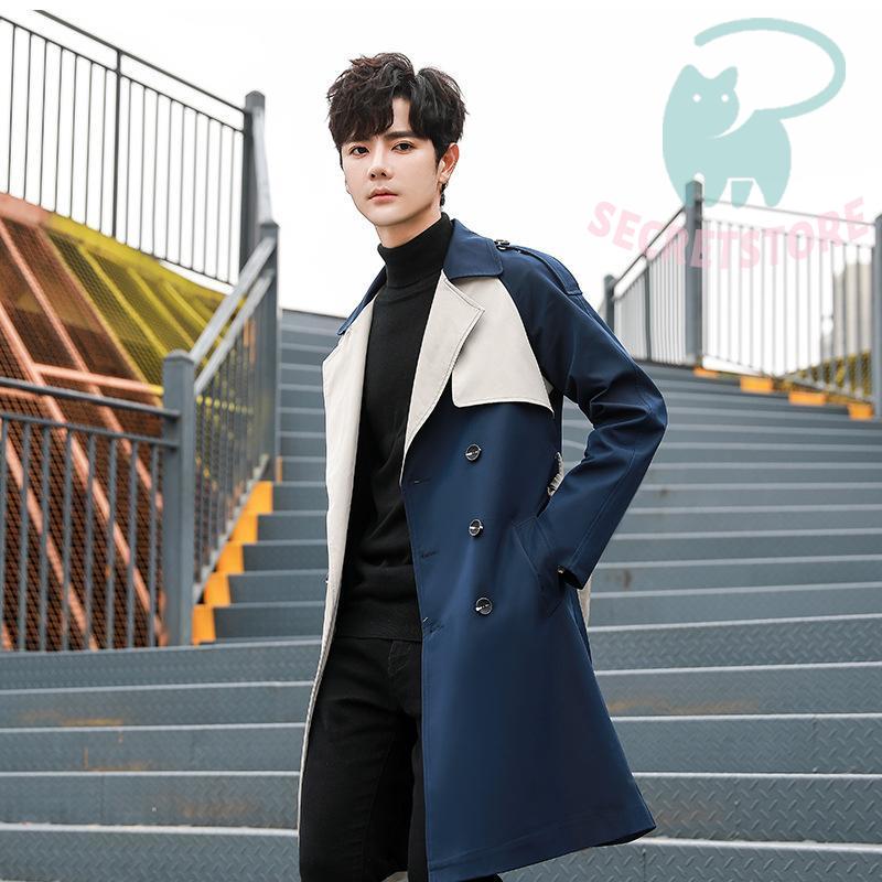  trench coat men's coat spring coat color scheme double coat Chesterfield coat long coat autumn winter outer autumn winter spring pea coat p coat 