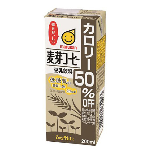 マルサンアイ marusan 豆乳飲料 麦芽コーヒー カロリー50％オフ 200ml 紙パック × 12本 ソフトドリンク 豆乳、豆乳飲料の商品画像