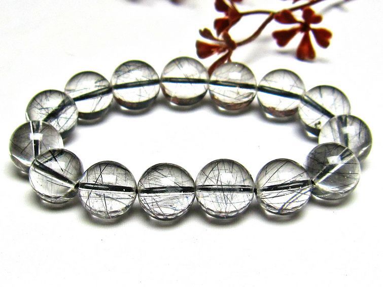 ブラックルチルクォーツ ブレスレット 13mm [H131-136] 1枚目