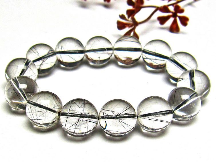 ブラックルチルクォーツ ブレスレット 15mm [H131-144] 1枚目