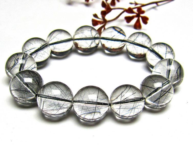 ブラックルチルクォーツ ブレスレット 17mm [H131-150]