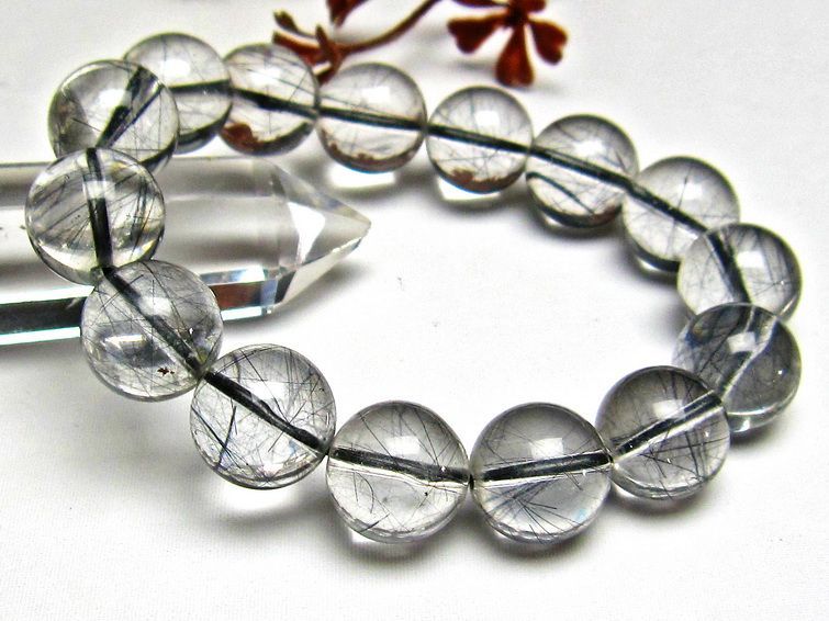 ブラックルチルクォーツ ブレスレット 15mm [H131-74] 1枚目