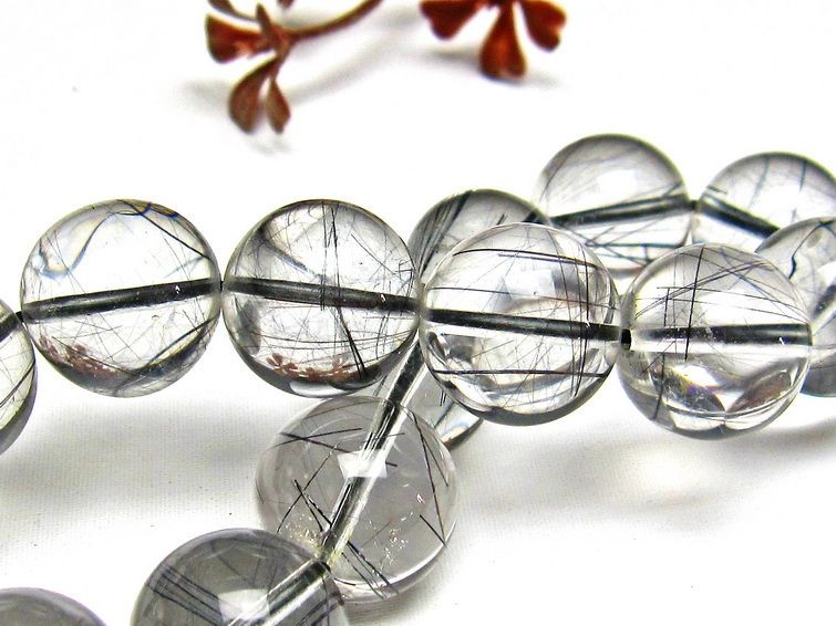 ブラックルチルクォーツ ブレスレット 16mm [H131-78]