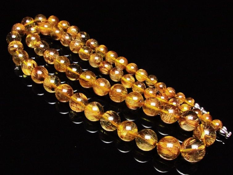 ゴールドタイチンルチル ネックレス 6mm [H213-5]