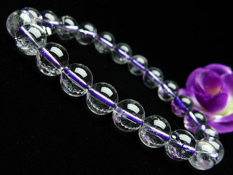 ブルー ストロベリークォーツ水晶 ブレスレット 8mm [K1-2360] 1枚目