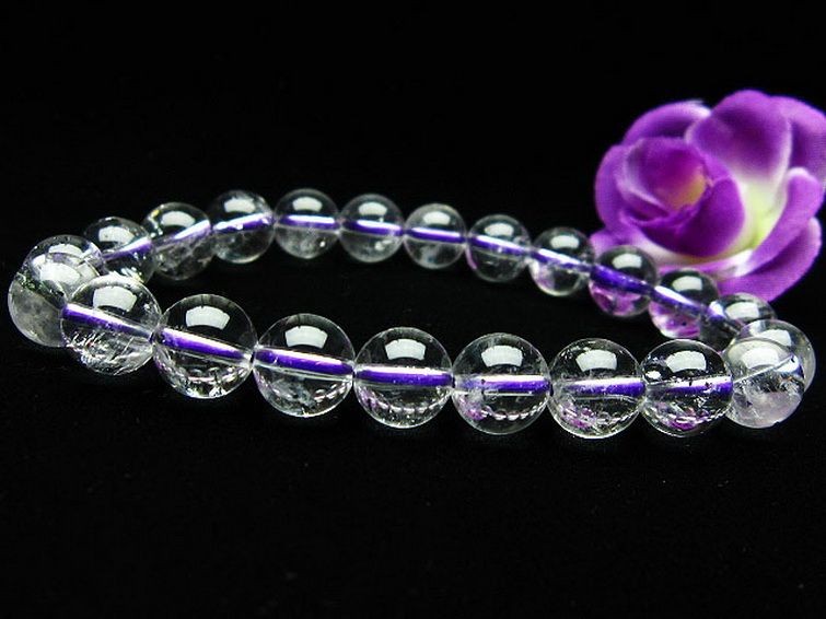 ブルー ストロベリークォーツ水晶 ブレスレット 8mm [K1-2360] 2枚目