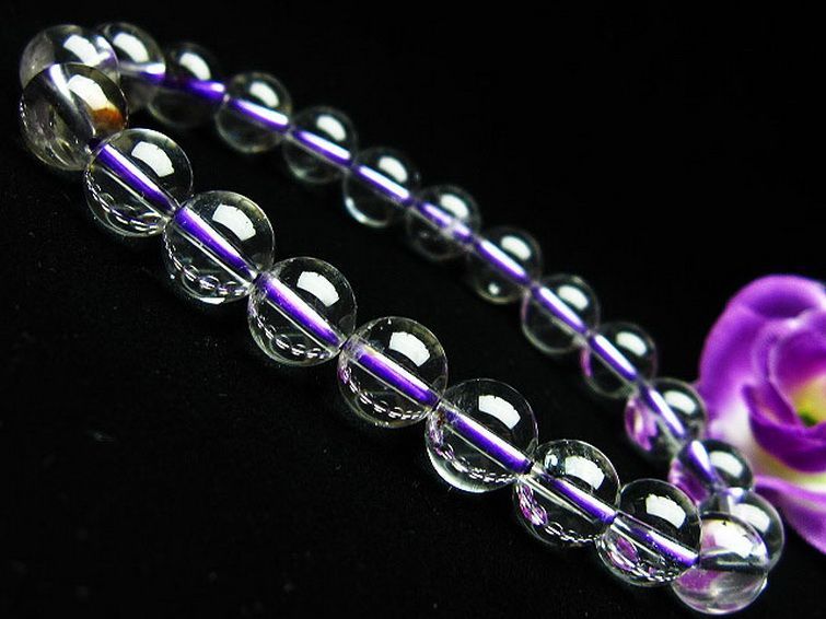 ブルー ストロベリークォーツ水晶 ブレスレット 9mm [K1-2377] 1枚目