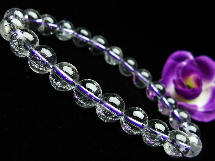 ブルー ストロベリークォーツ水晶 ブレスレット 8mm [K1-2381] 1枚目