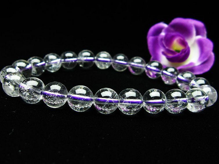 ブルー ストロベリークォーツ水晶 ブレスレット 8mm [K1-2381] 2枚目