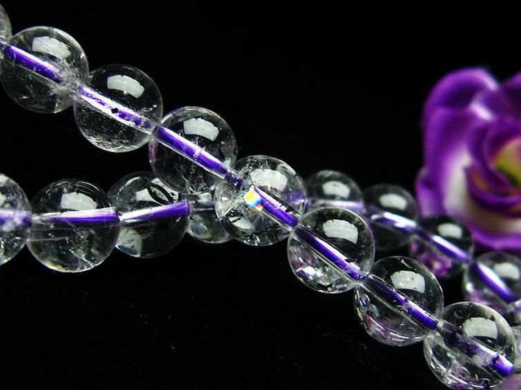 ブルー ストロベリークォーツ水晶 ブレスレット 8mm [K1-2381] 3枚目