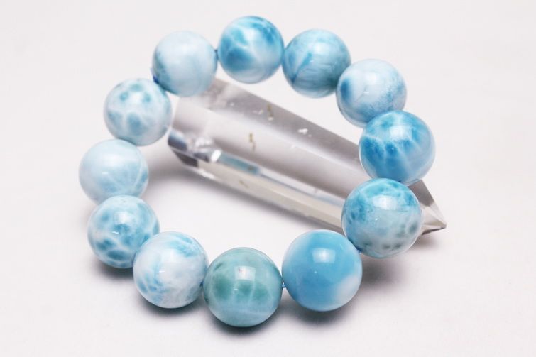 商品の説明必読！∞ ラリマー12.3mm × 2玉 ∞ ラリマー ブレスレット 17mm [L2-432]