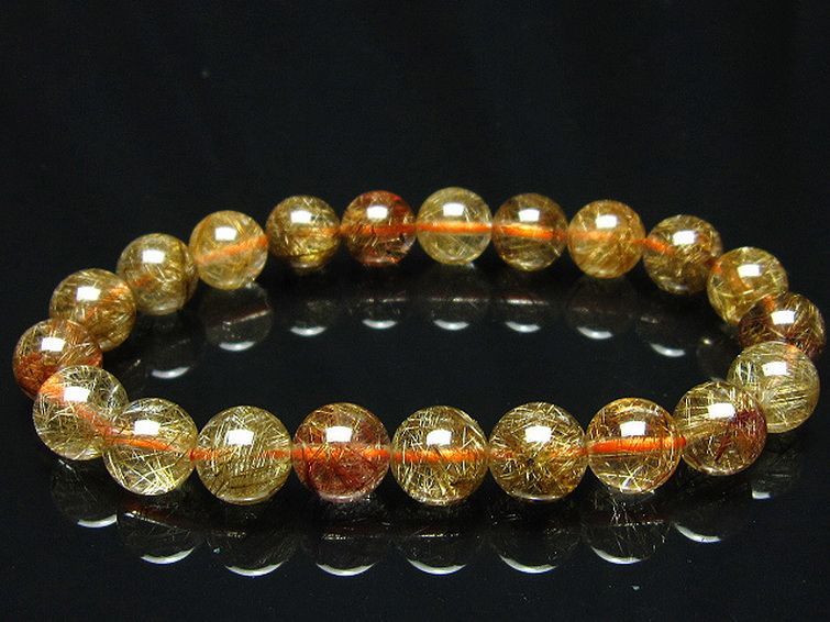 赤プラチナルチルクォーツ ブレスレット 9mm [L4-1222] 1枚目