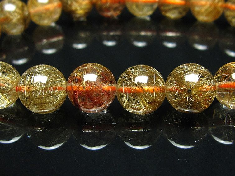 赤プラチナルチルクォーツ ブレスレット 9mm [L4-1222] 2枚目