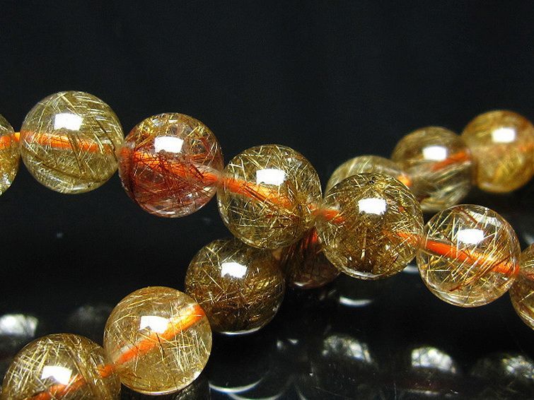 赤プラチナルチルクォーツ ブレスレット 9mm [L4-1222] 3枚目