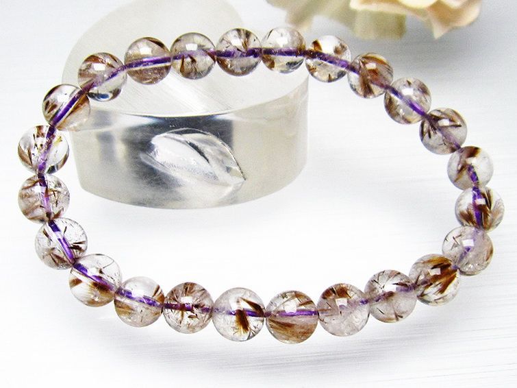 カコクセナイト インクォーツ ブレスレット 8mm [L48-379] 3枚目