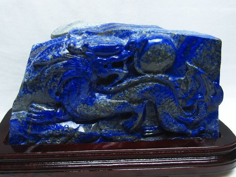 5.2Kg ラピスラズリ 手彫り 龍 置物[M170-44] 1枚目