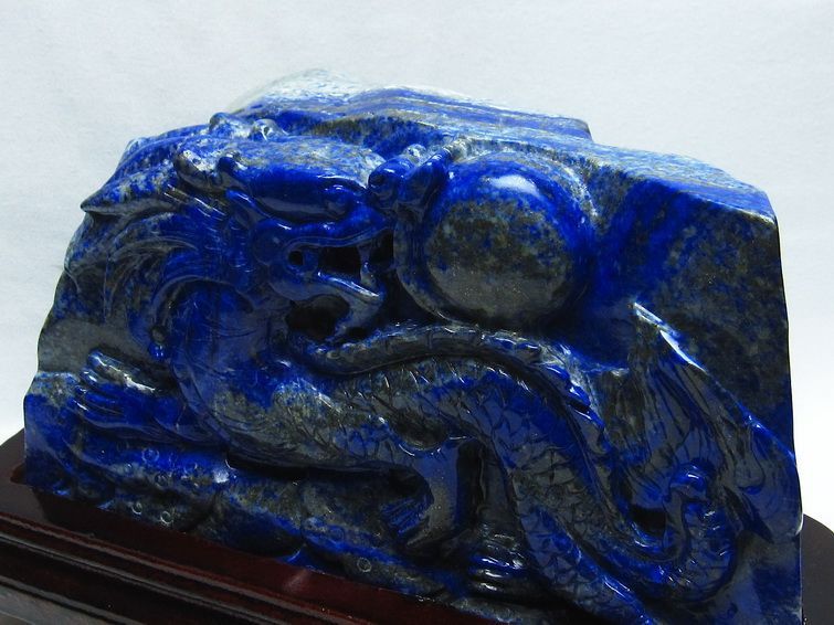 5.2Kg ラピスラズリ 手彫り 龍 置物[M170-44] 2枚目