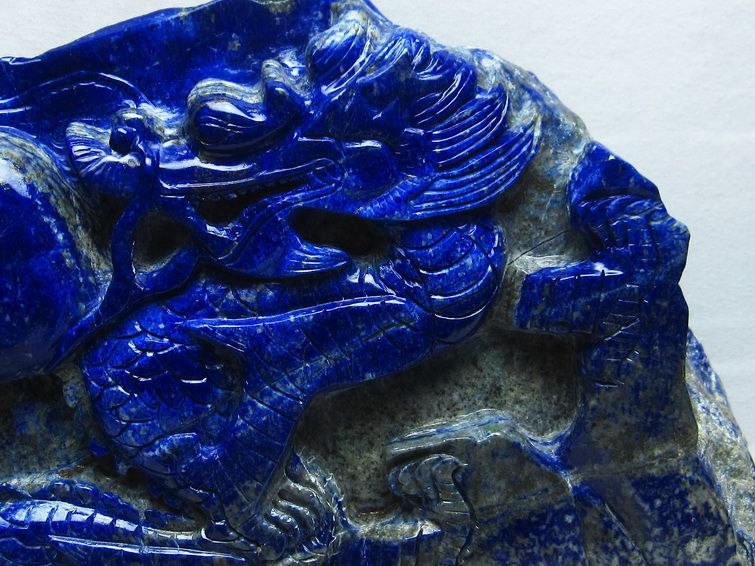 5.8Kg ラピスラズリ 手彫り 龍 置物[M170-45] 2枚目