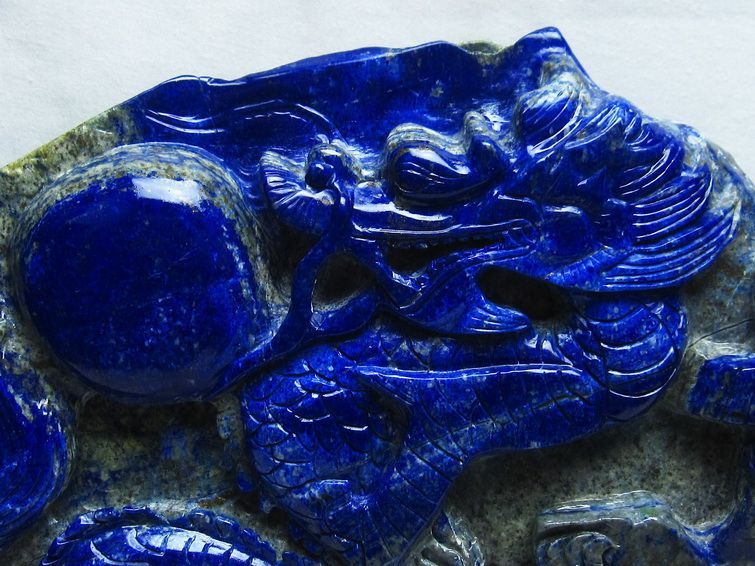 5.8Kg ラピスラズリ 手彫り 龍 置物[M170-45] 3枚目
