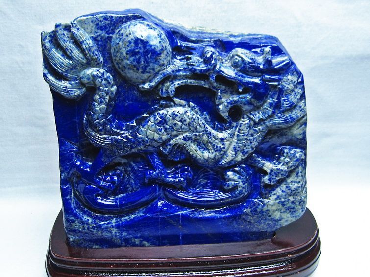 4.9Kg ラピスラズリ 手彫り 龍 置物[M170-5] 1枚目