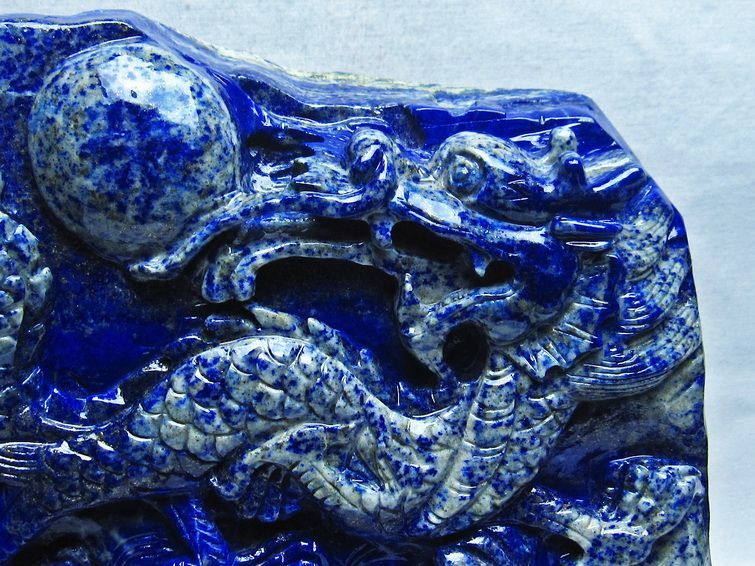4.9Kg ラピスラズリ 手彫り 龍 置物[M170-5] 2枚目