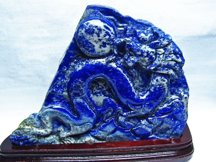 5Kg ラピスラズリ 手彫り 龍 置物[M170-6] 1枚目