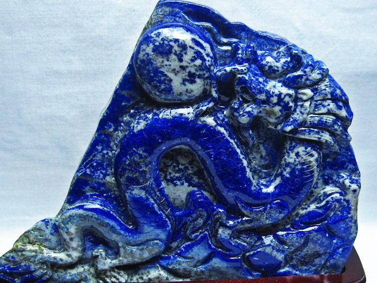 5Kg ラピスラズリ 手彫り 龍 置物[M170-6] 2枚目