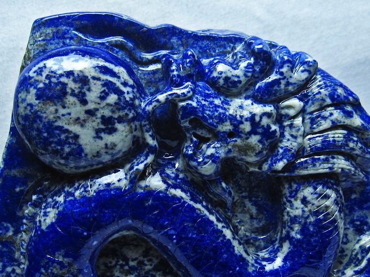 5Kg ラピスラズリ 手彫り 龍 置物[M170-6] 3枚目