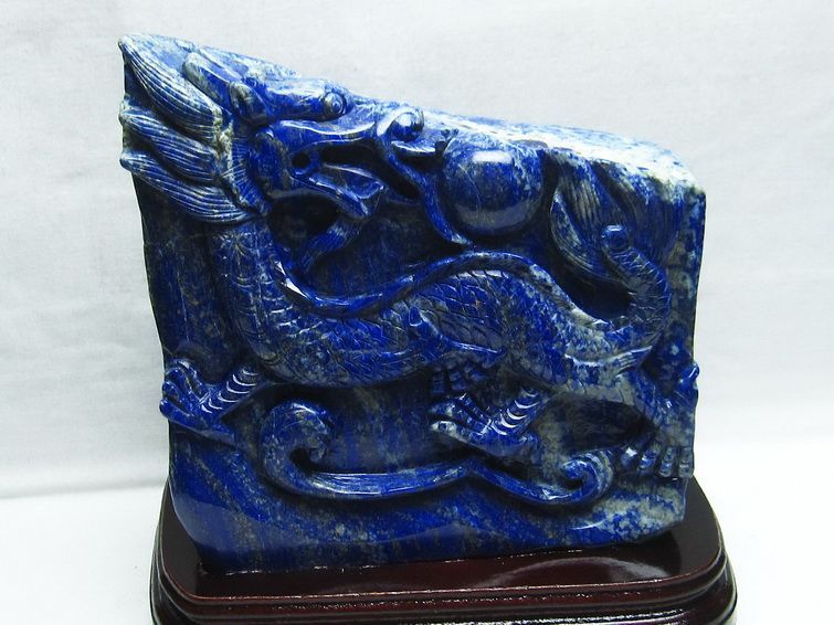 5.6Kg ラピスラズリ 手彫り 龍 置物[M170-78] 1枚目