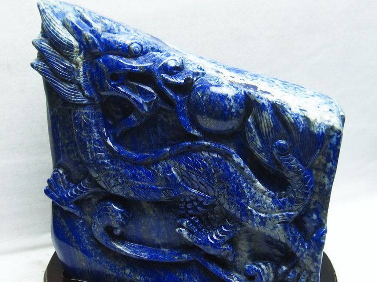 5.6Kg ラピスラズリ 手彫り 龍 置物[M170-78] 2枚目