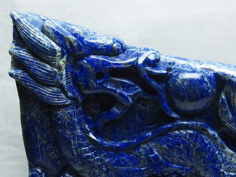 5.6Kg ラピスラズリ 手彫り 龍 置物[M170-78] 3枚目