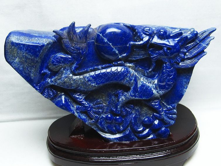 5.8Kg ラピスラズリ 手彫り 龍 置物[M170-80] 1枚目