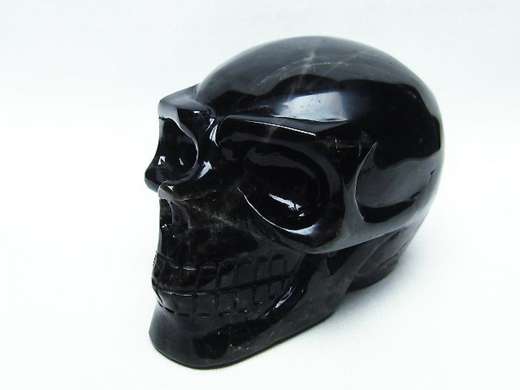 天然水晶 ドクロ 置物 サイズ大 モリオン 純天然 黒水晶 ドクロ 置物[T130-1823]