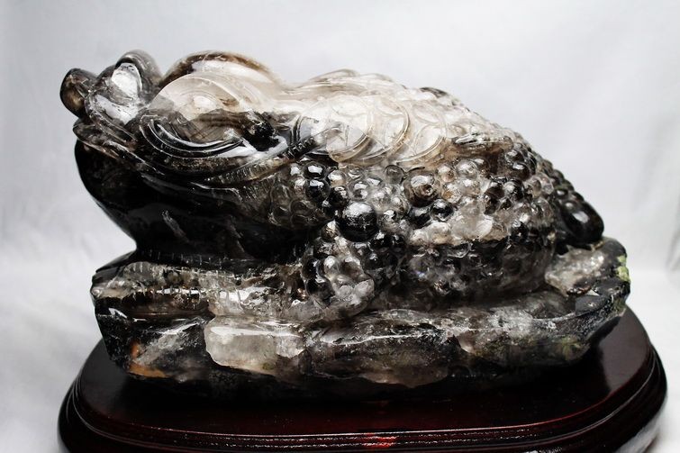 14Kg ライトニング水晶金蟾 置物 同梱不可 [T130-509]