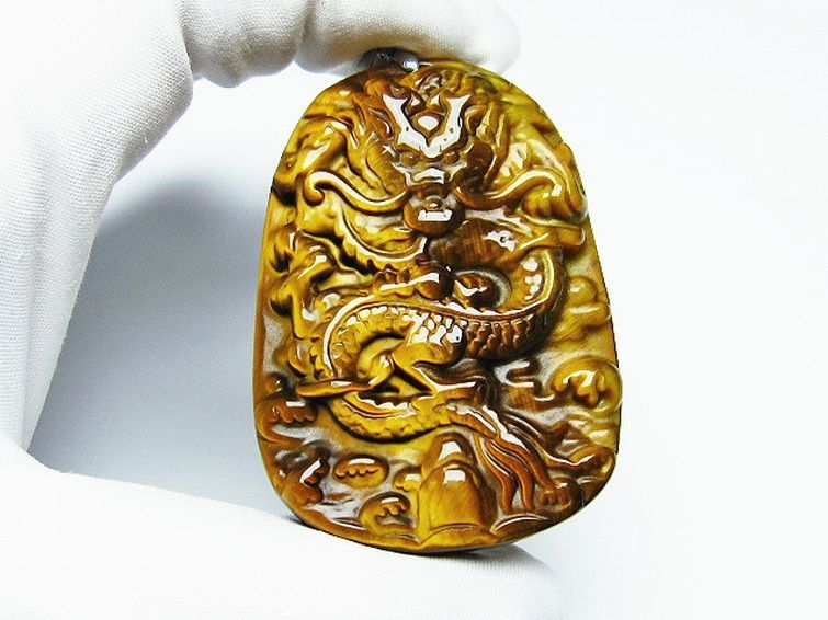 タイガーアイ 手彫り 龍 ペンダント [T152-910] 2枚目