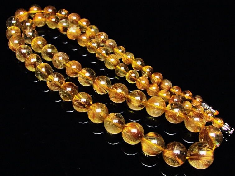 ゴールドタイチンルチル ネックレス 6mm [T162-437] 1枚目