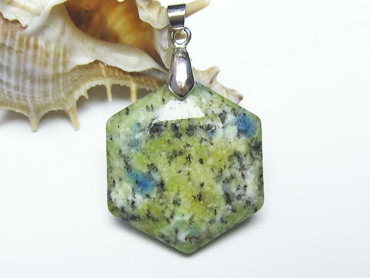 K2ストーン アズライト イン グラナイト 大衛星 ペンダント 29mm [T192