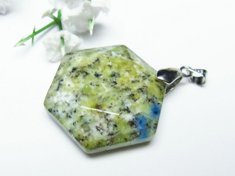 K2ストーン アズライト イン グラナイト 大衛星 ペンダント 29mm [T192-702] 2枚目