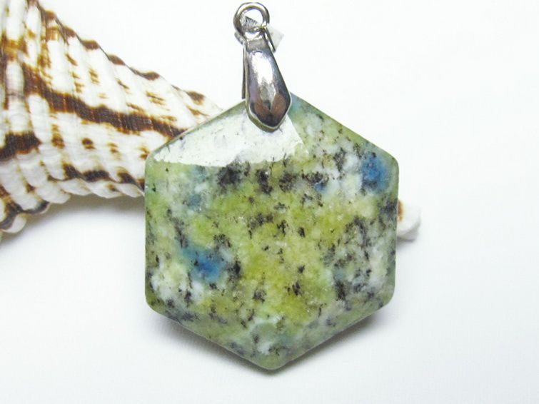 K2ストーン アズライト イン グラナイト 大衛星 ペンダント 29mm [T192-702] 3枚目