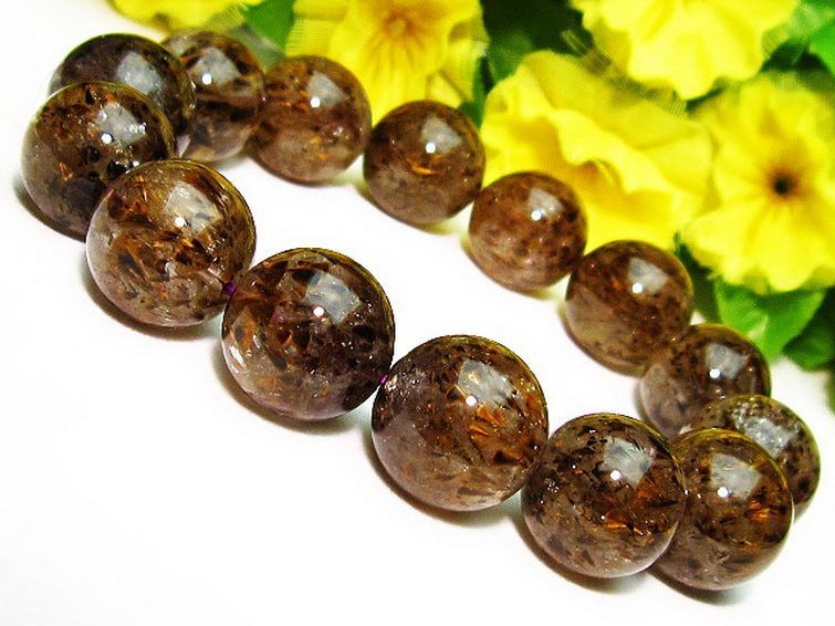 カコクセナイト インクォーツ ブレスレット 16mm [T226-459] 1枚目