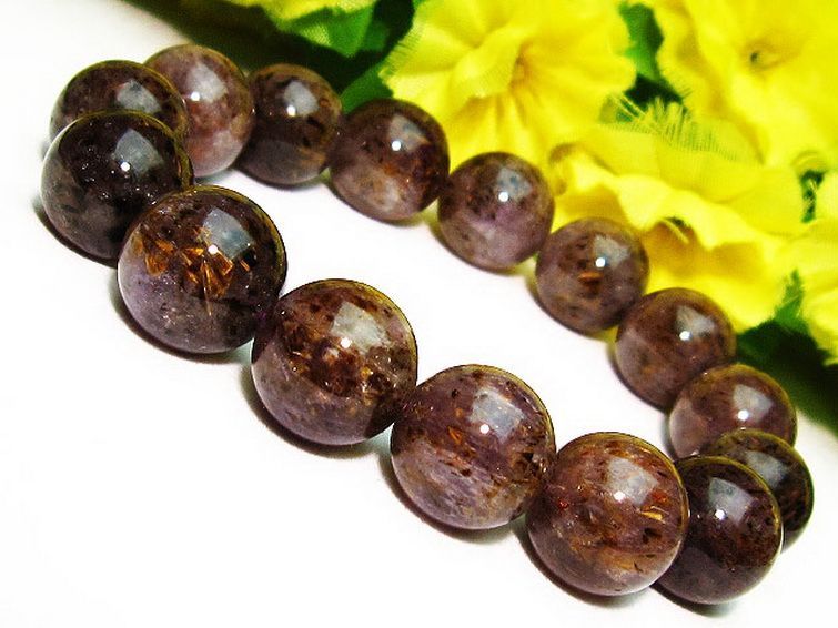 カコクセナイト インクォーツ ブレスレット 14mm [T226-486]