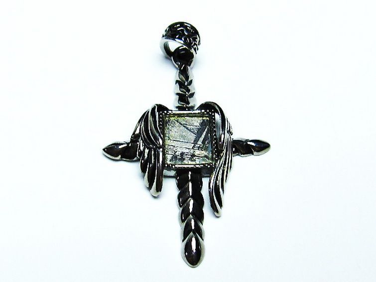 ギベオン メテオライト隕石 十字架 ロザリオ ペンダント [T309-2402] 1枚目