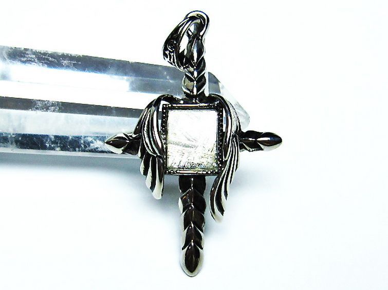 ギベオン メテオライト隕石 十字架 ロザリオ ペンダント [T309-2402] 2枚目