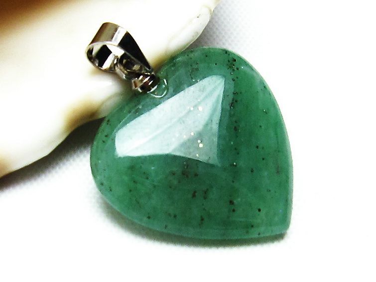 インド翡翠 ハート ペンダント [T328-1432] 3枚目