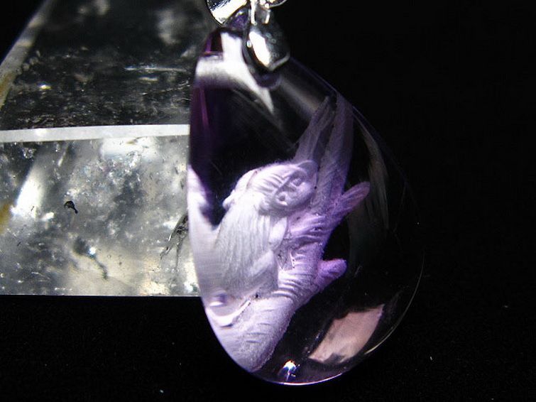 アメジスト十二支「申」彫刻入り ペンダント [T365-604] 2枚目